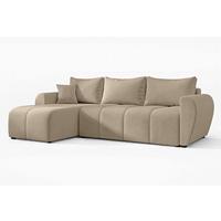 ECKSOFA L Form Malatya Hellbraun 246/145/80 cm stilvolle mit Schlaffunktion L - Hellbraun/Schwarz, Kunststoff/Textil (145/246cm) - AX Living