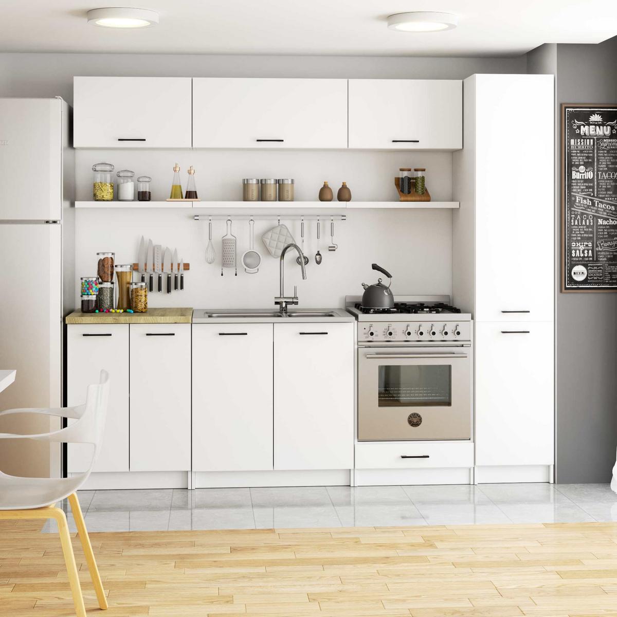 HOCHSCHRANK Weiß, Weiß 205/40/57 - Weiß, Holzwerkstoff (40/205/57cm) - RAUMHIRSCH FURNITURE