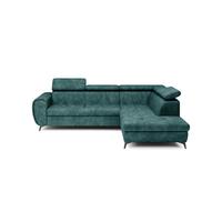 ECKSOFA MAGIA R-S Grün Plüsch-Stoff mit Schlaffunktion - Grün, Holz (260/217cm) - MASSENO