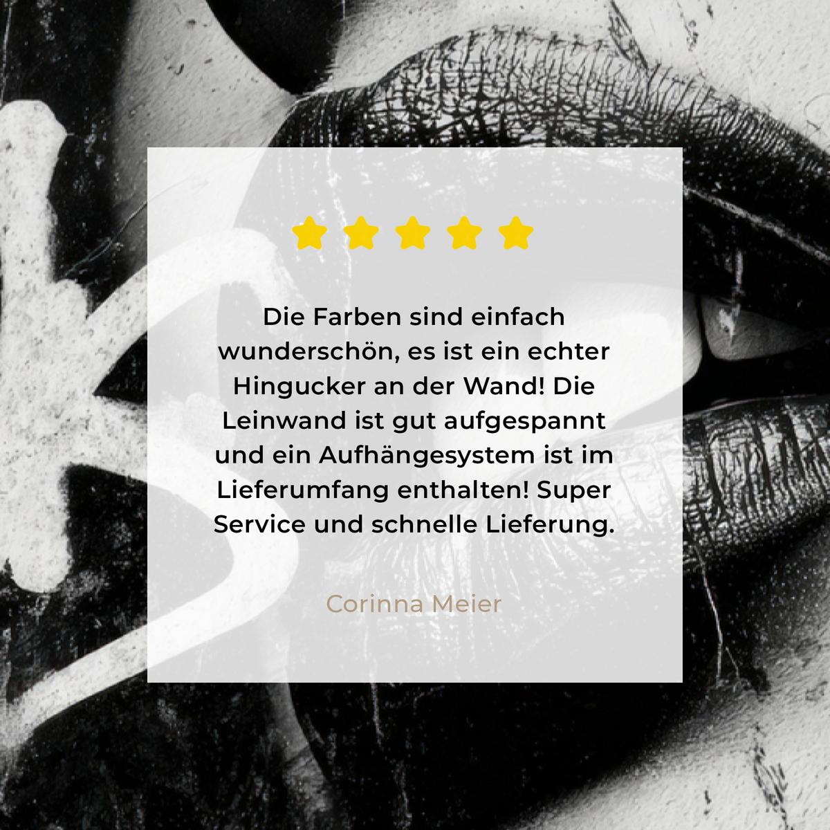 LEINWANDBILD Gesicht - Mund - Graffiti - Schwarz Deko Groß 90x140 cm - Schwarz, Textil (90/140cm) - MuchoWow