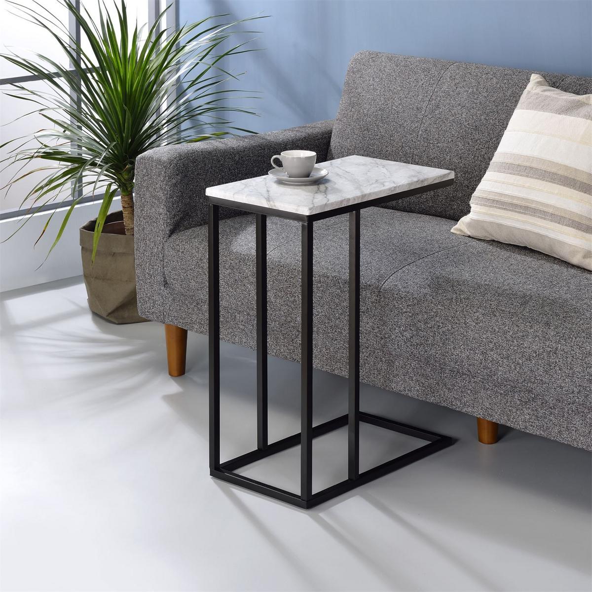 BEISTELLTISCH DEBORA Marmor weiß - Weiß, Holzwerkstoff (26/46/61cm) - IDIMEX