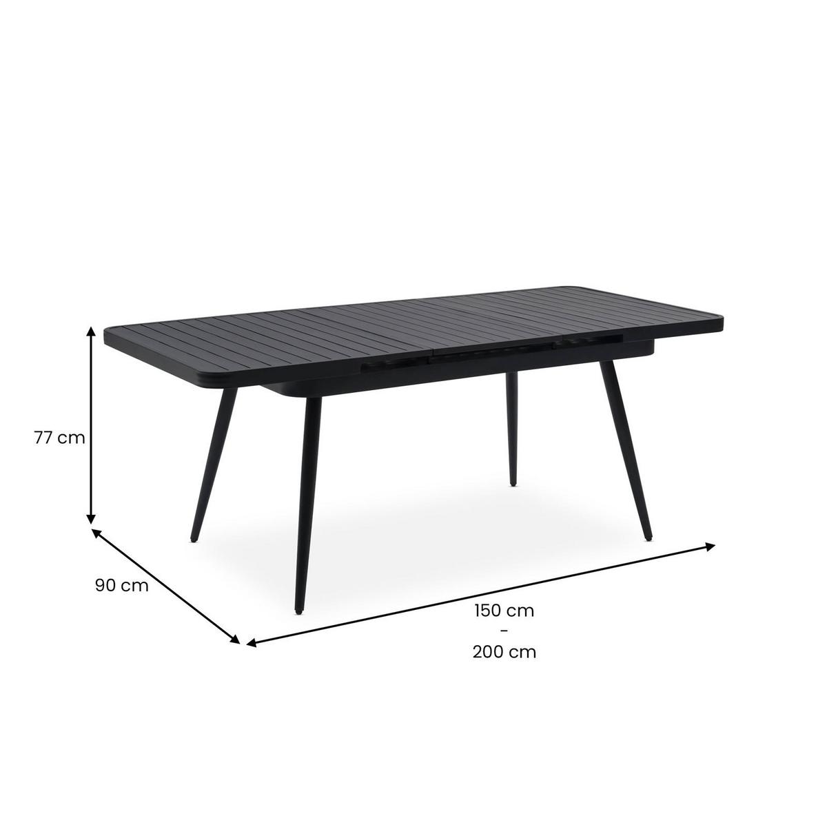 GARTENTISCH SUNNY schwarz - Schwarz, Metall (90/150/78cm) - IDIMEX
