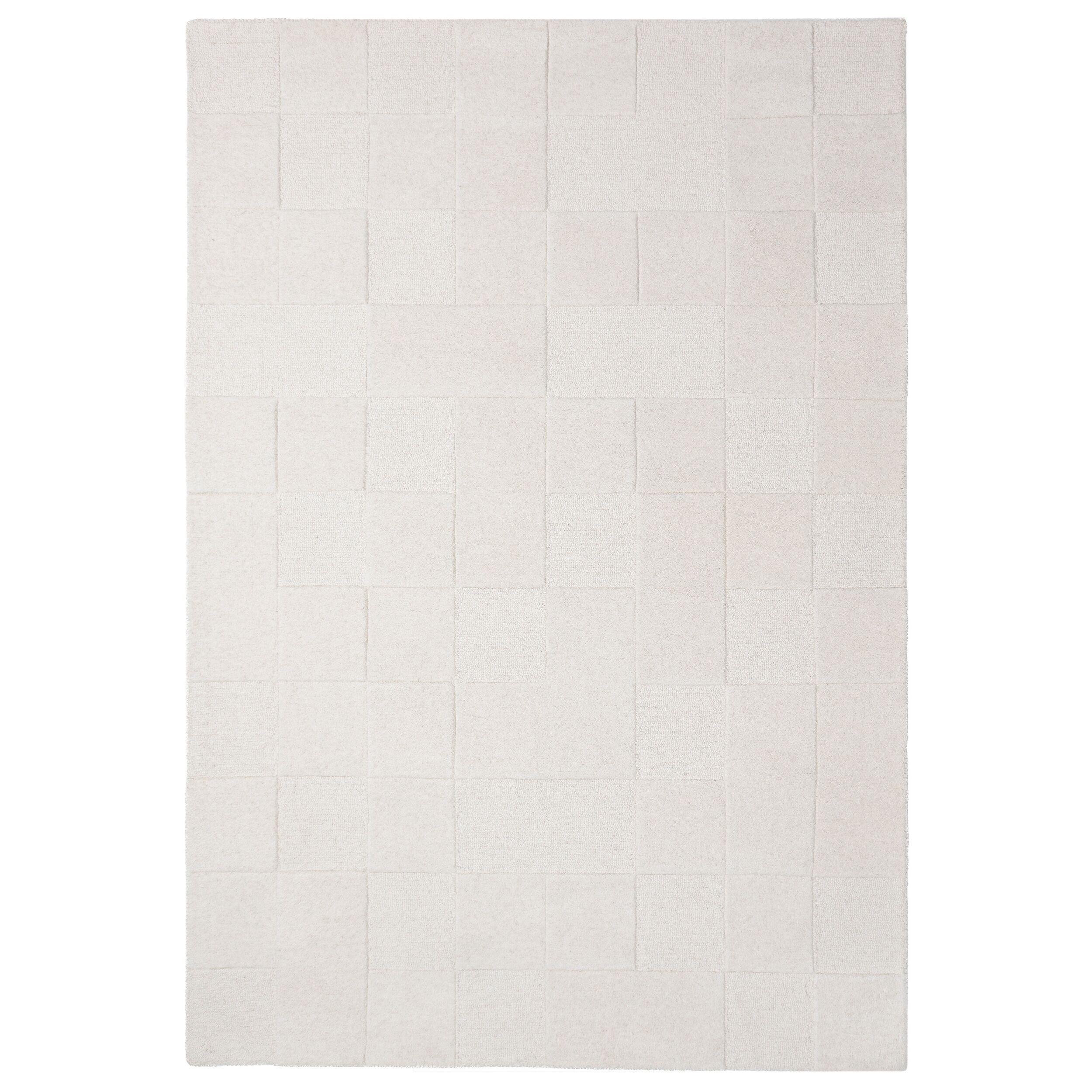 TEPPICH aus Wolle DEBEN in Elfenbein, mit Schachbrettmuster, 160 x 230 cm - Beige, Textil (160/230cm) - KADIMA DESIGN