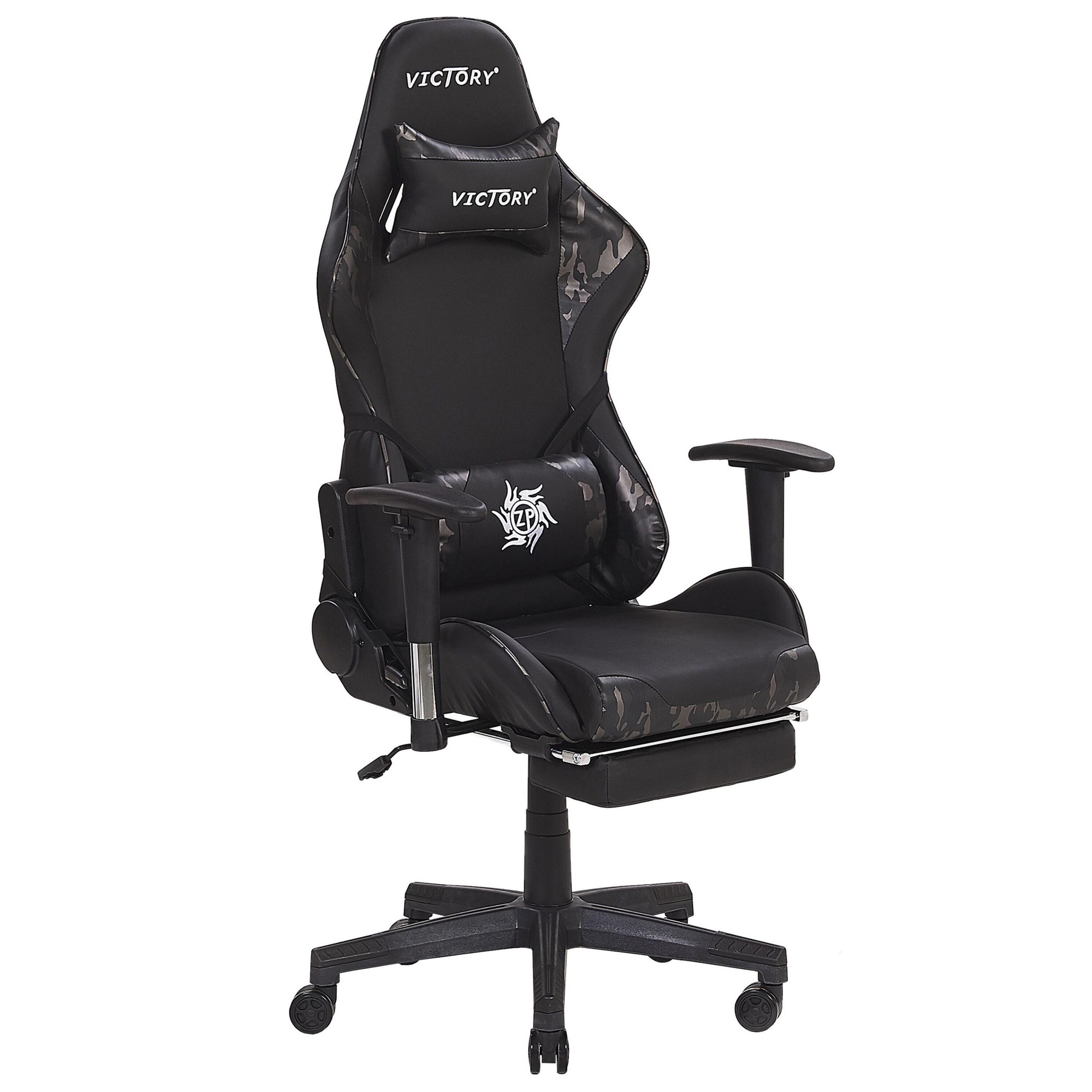 BÜROSTUHL Kunstleder Schwarz/Grau Victory - Schwarz, Kunststoff/Textil (55/124/60cm) - Beliani