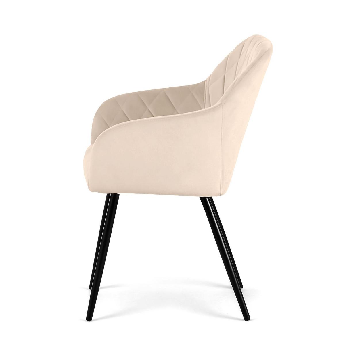 POLSTERSTUHL 6er Set, Metallbeine Beige, Schwarz 54,5/82/58 - Beige/Schwarz, Textil (55/82/52cm) - RAUMHIRSCH FURNITURE