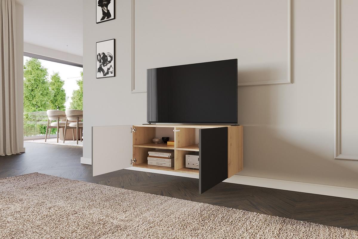 LOWBOARD ELIO-W 100x40x40 cm - Artisan / Schwarz - Eiche Artisan, Holzwerkstoff (100/40/40cm) - ALTDECOR
