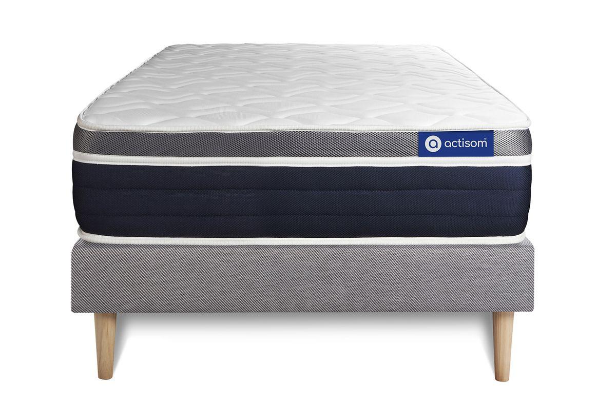 BETT Actimemo confort Memory-Schaum 80 x 200 cm h2 - Kit Bettgestell Grau - Beige/Grau, Karton/Holz (80/200cm) - ACTISOM