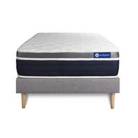 BETT Actilatex confort Latex und Memory-Schaum 80 x 200 cm h2 - Kit Bettgestell Grau - Beige/Grau, Karton/Holz (80/200cm) - ACTISOM