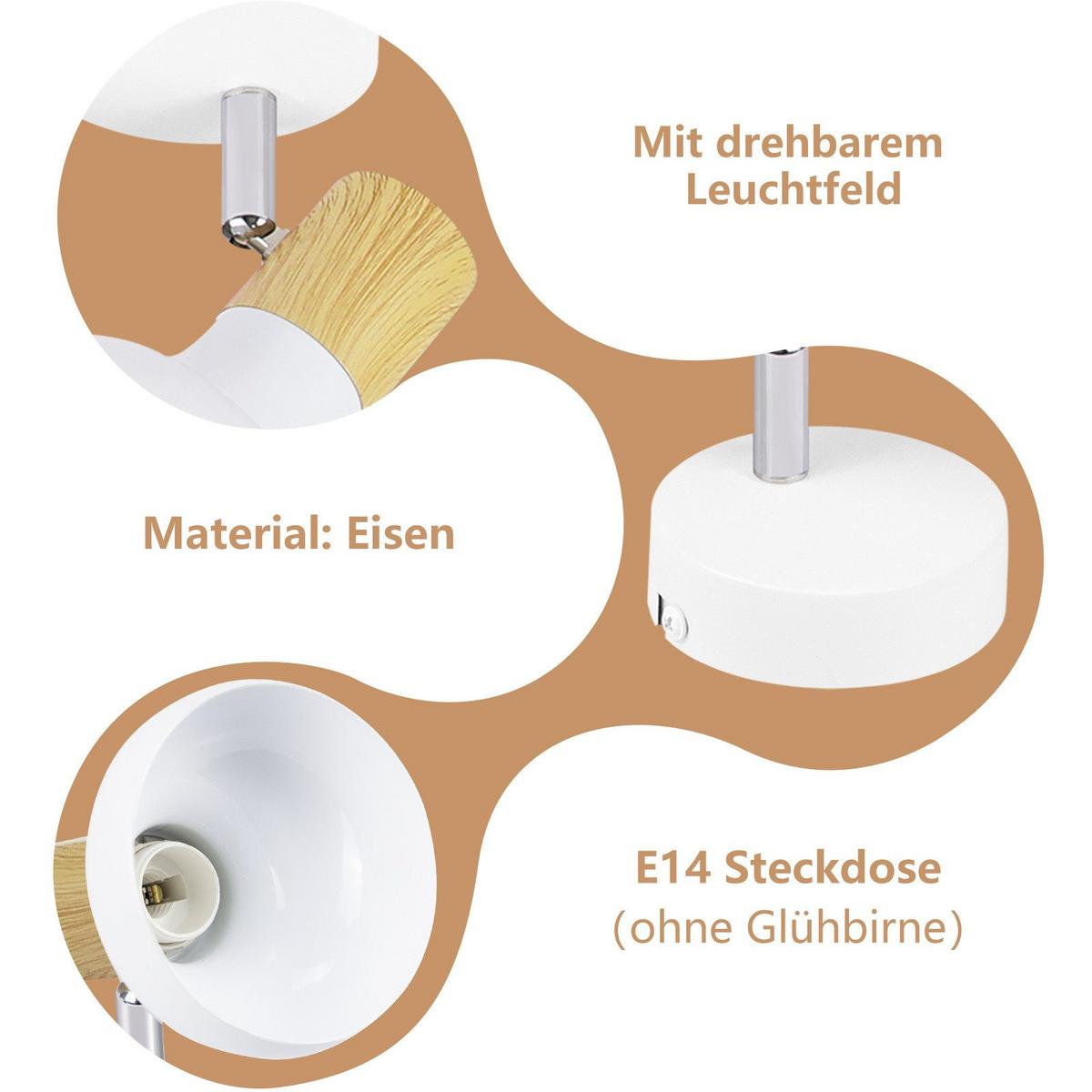 DECKENSTRAHLER Leyden 1-flammig 11/10/140cm - Weiß, Metall (11/10/140cm) - Nettlife