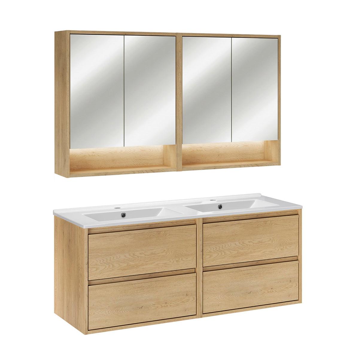 BADMÖBEL 121cm Edmé 2er-Set Holz - Braun, Holzwerkstoff (121/52/46cm) - Petits-meubles