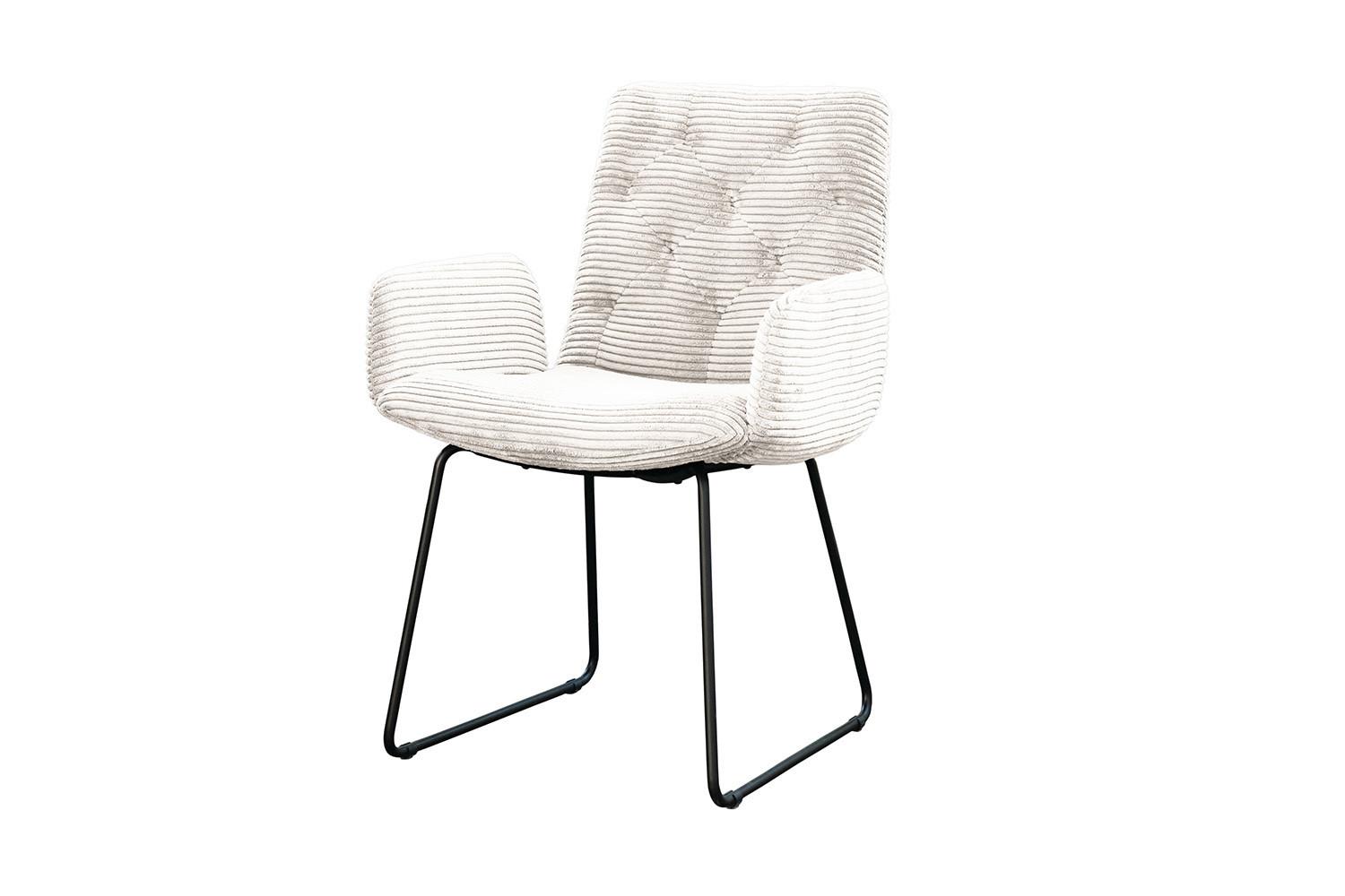 STUHL NEW CHARME Weiß Cord (1er-Set) - Weiß, Textil (59/87/66cm) - KAWOLA