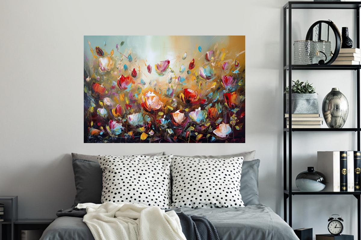 WANDTATTOO Blumen - Kunst - Natur - Ölgemälde Wandsticker 120x80 cm - Multicolor, Kunststoff (120/80/0.1cm) - MuchoWow