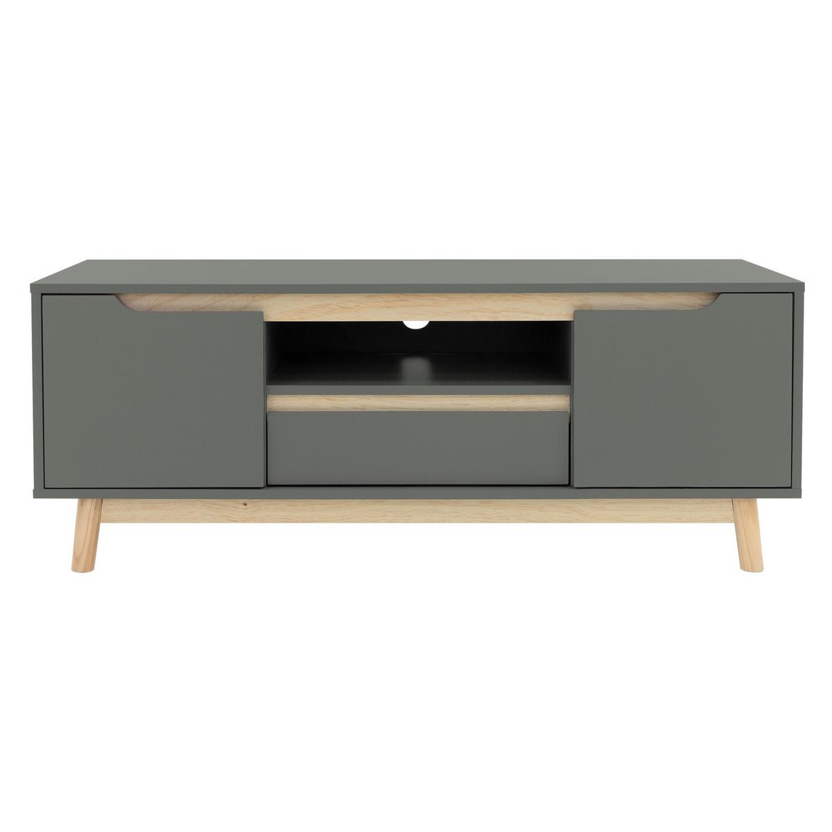 TV-LOWBOARD 120x40x46 cm Grün-Natur mit Kiefernholz-Füße - Naturfarben/Grau, Holz (40/46/120cm) - ML-DESIGN