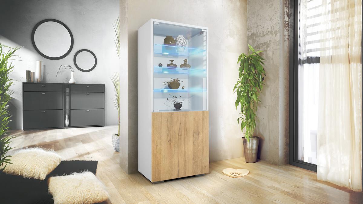 VITRINE Granada Eiche Natur - Eichefarben, Holzwerkstoff (50/122.5/34.5cm) - Vladon