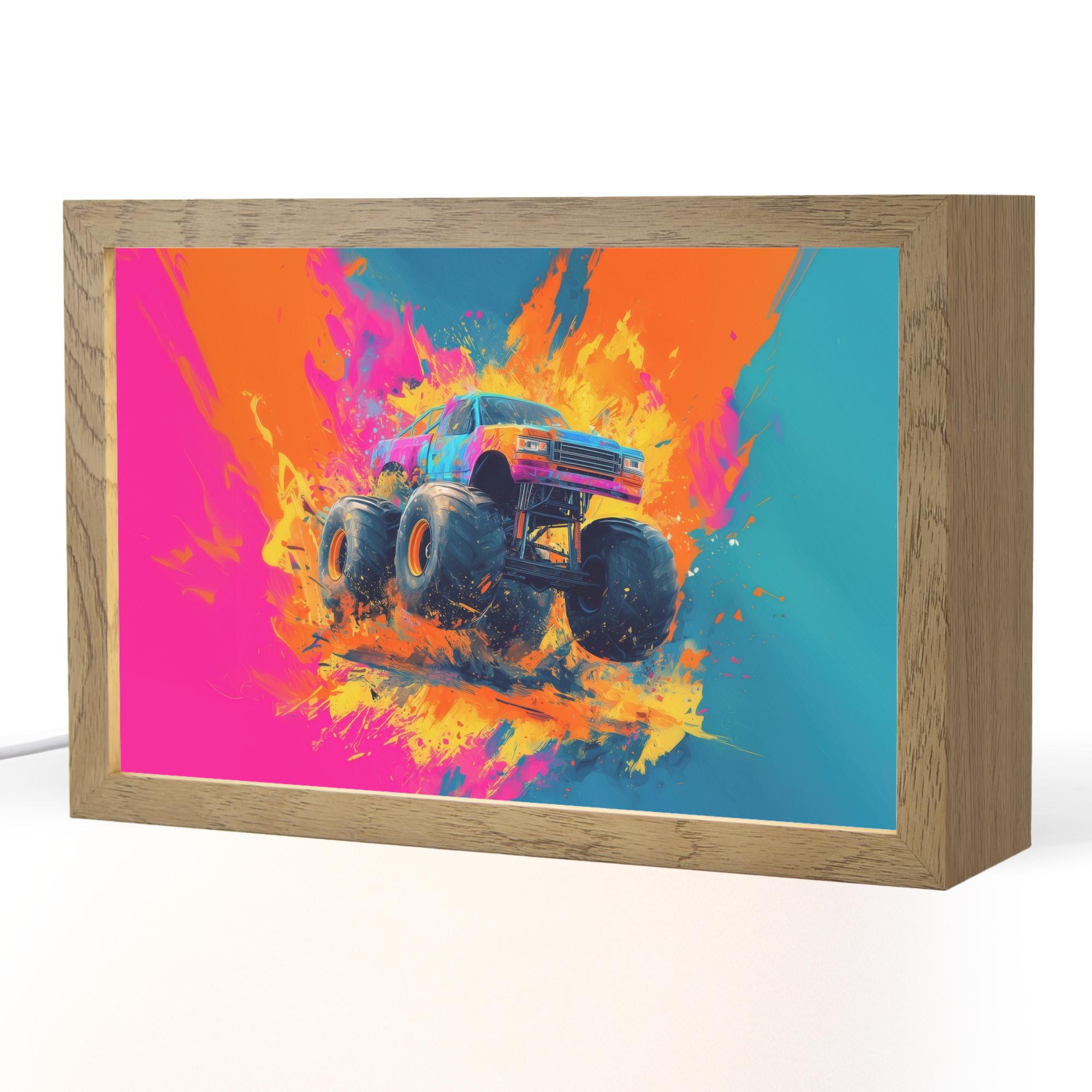 NACHTTISCHLAMPE Monstertruck - Abstrakt - Farbspritzer - Farbenfroh 30x20 cm - Pink, Holzwerkstoff (8/30/20cm) - OnlyWow