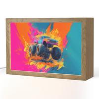 NACHTTISCHLAMPE Monstertruck - Abstrakt - Farbspritzer - Farbenfroh 30x20 cm - Pink, Holzwerkstoff (8/30/20cm) - OnlyWow