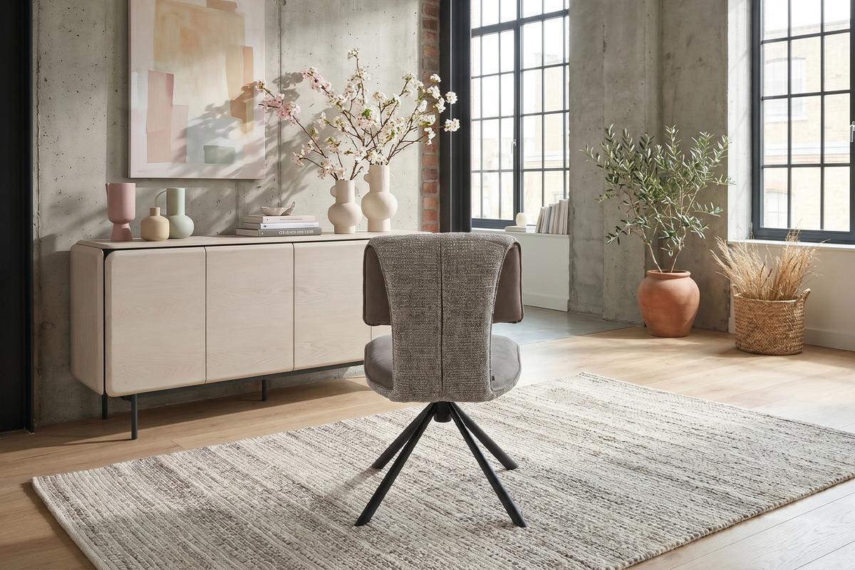 ESSZIMMERSTUHL LYSSIA Grau Webstoff Drehbar (360°) (1er-Set) - Grau, Kunststoff/Textil (49/86/65cm) - KAWOLA