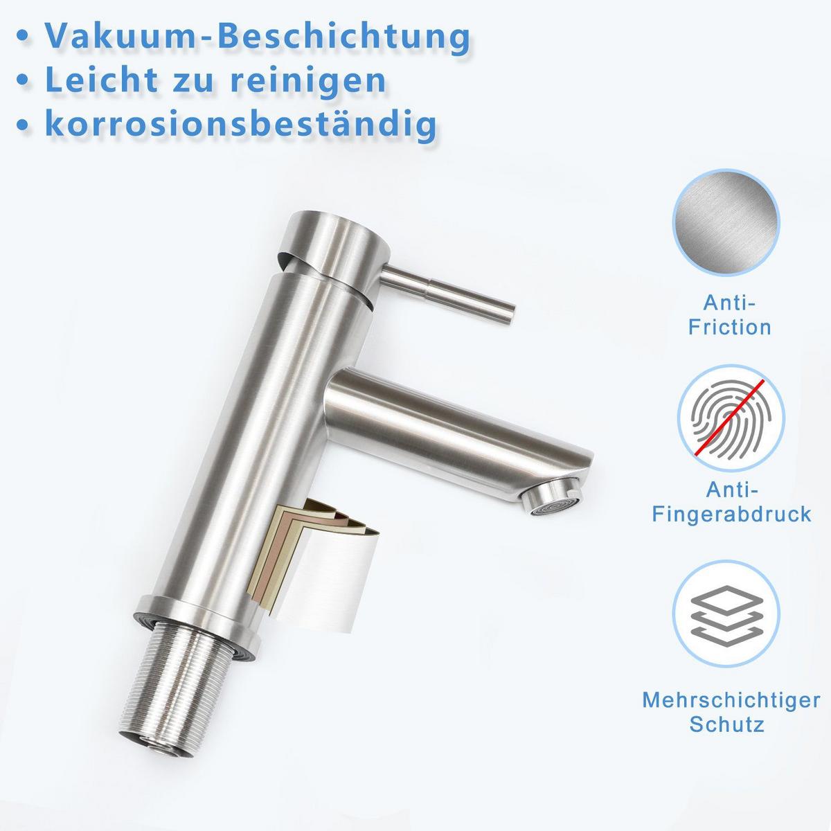 WASCHTISCHARMATUR Quellisu 14.6/4.6/17.4cm - Silberfarben, Metall (4.6/17.4/14.6cm) - ZMH