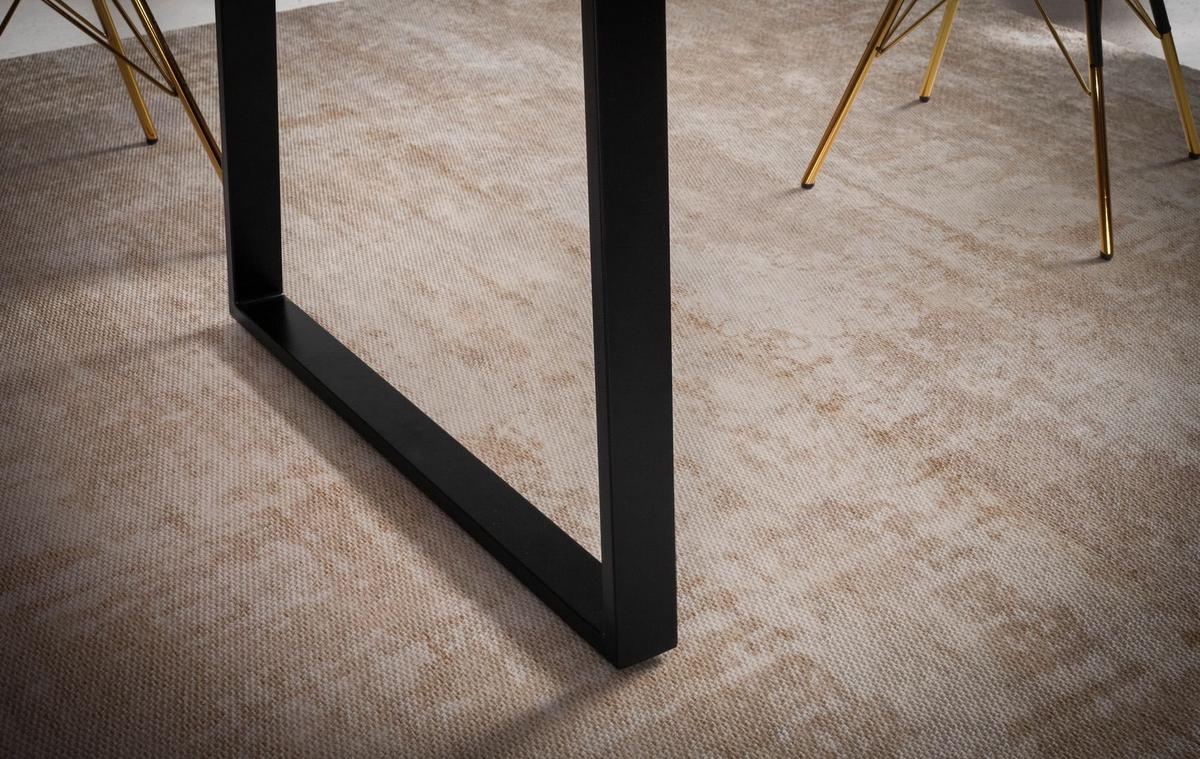 ESSTISCH Massivholz Baumkante Schwarz Metall Handgefertigt TARN, Goldbraun-Schwarz 180x90x76 cm - Schwarz/Braun, Holz (90/180/76cm) - KADIMA DESIGN