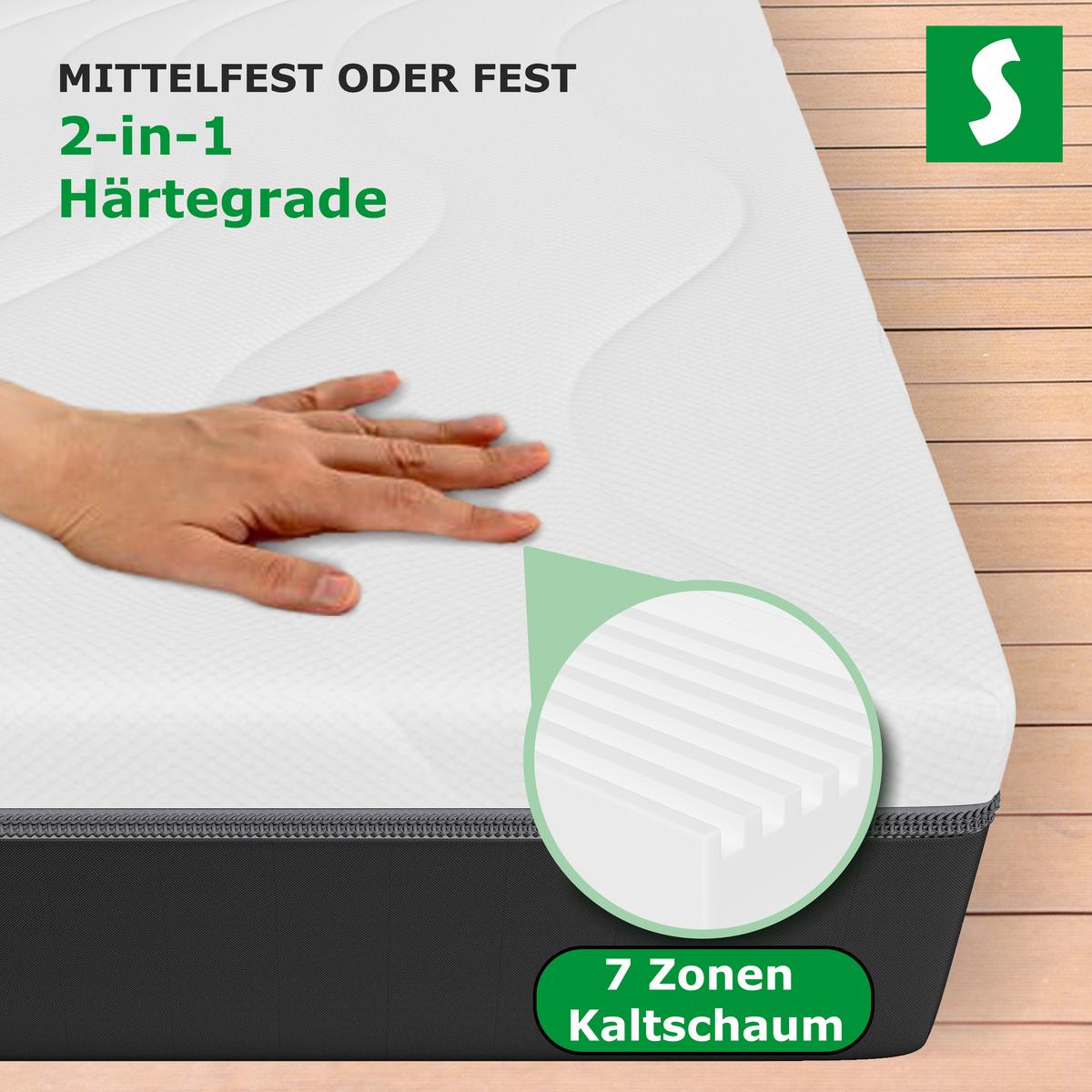 MITTELFEST Komfortable Kaltschaummatratze Öeko-Tex Zertifiziert 120 x 200 cm - Weiß, Textil (120/200cm) - Schlaftroll