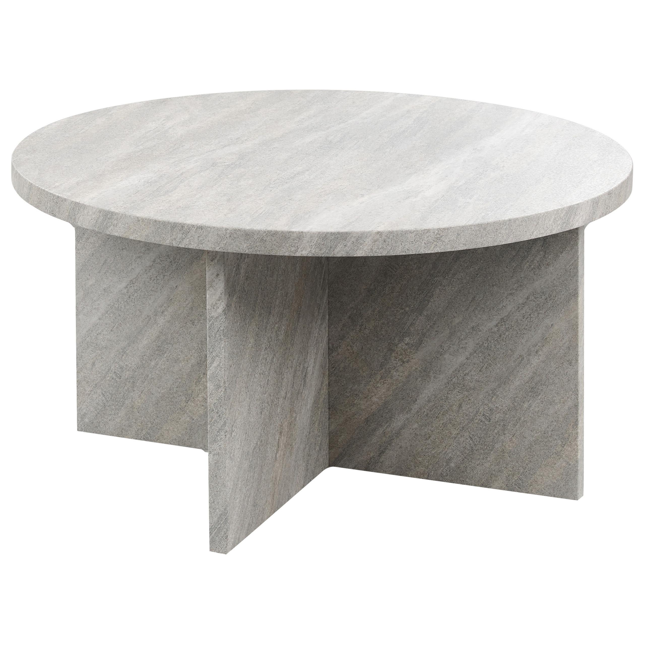 COUCHTISCH grau Steinoptik rund 80 cm Stanton - Grau, Holzwerkstoff (80/80/42cm) - Beliani