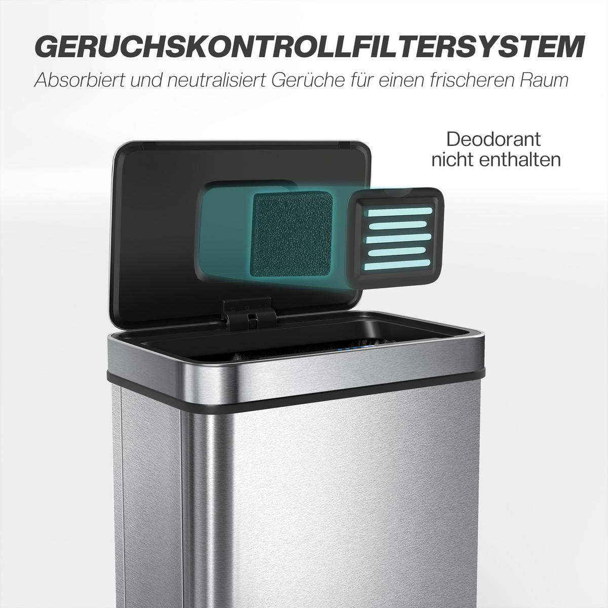 SENSOR-MÜLLEIMER Edelstahl Silber - Silberfarben, Metall (27/54/39cm) - HOMCOM