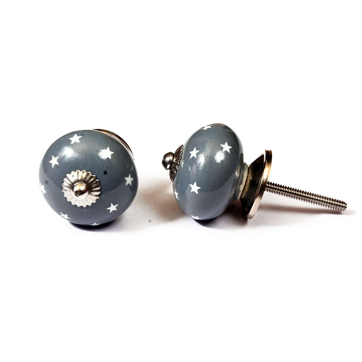 KERAMIKKNÖPFEN Set mit 8 in Weiß und Grau 40 mm Durchmesser. - Hellblau, Keramik (4/4/6.9cm) - Nacnic