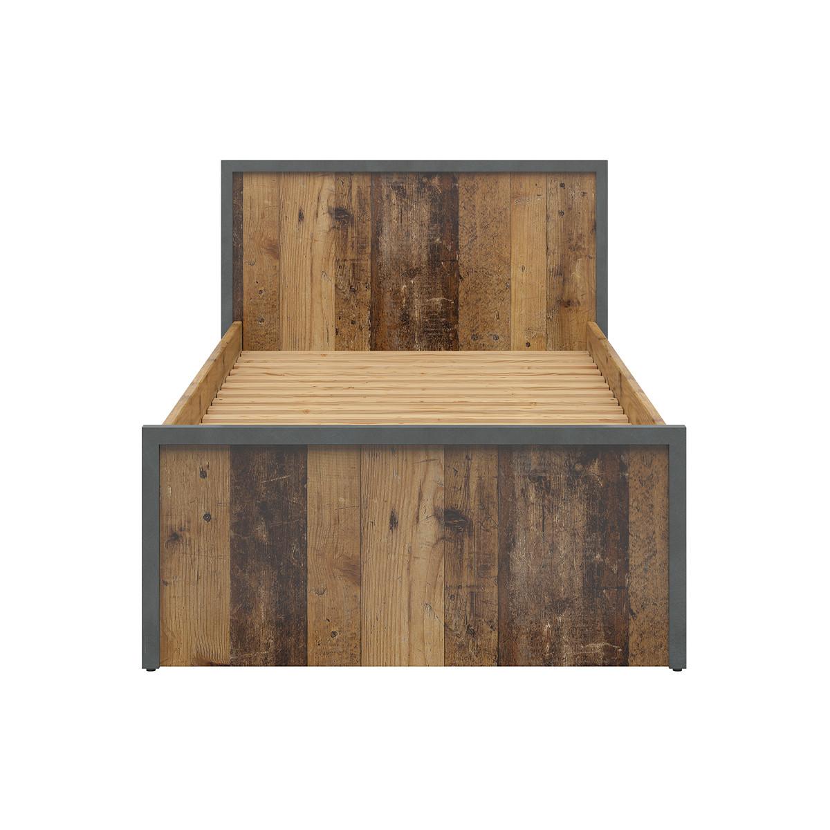 BETT 90/200 Paul Holz und Grau - Grau, Holzwerkstoff (90/200cm) - Petits-meubles