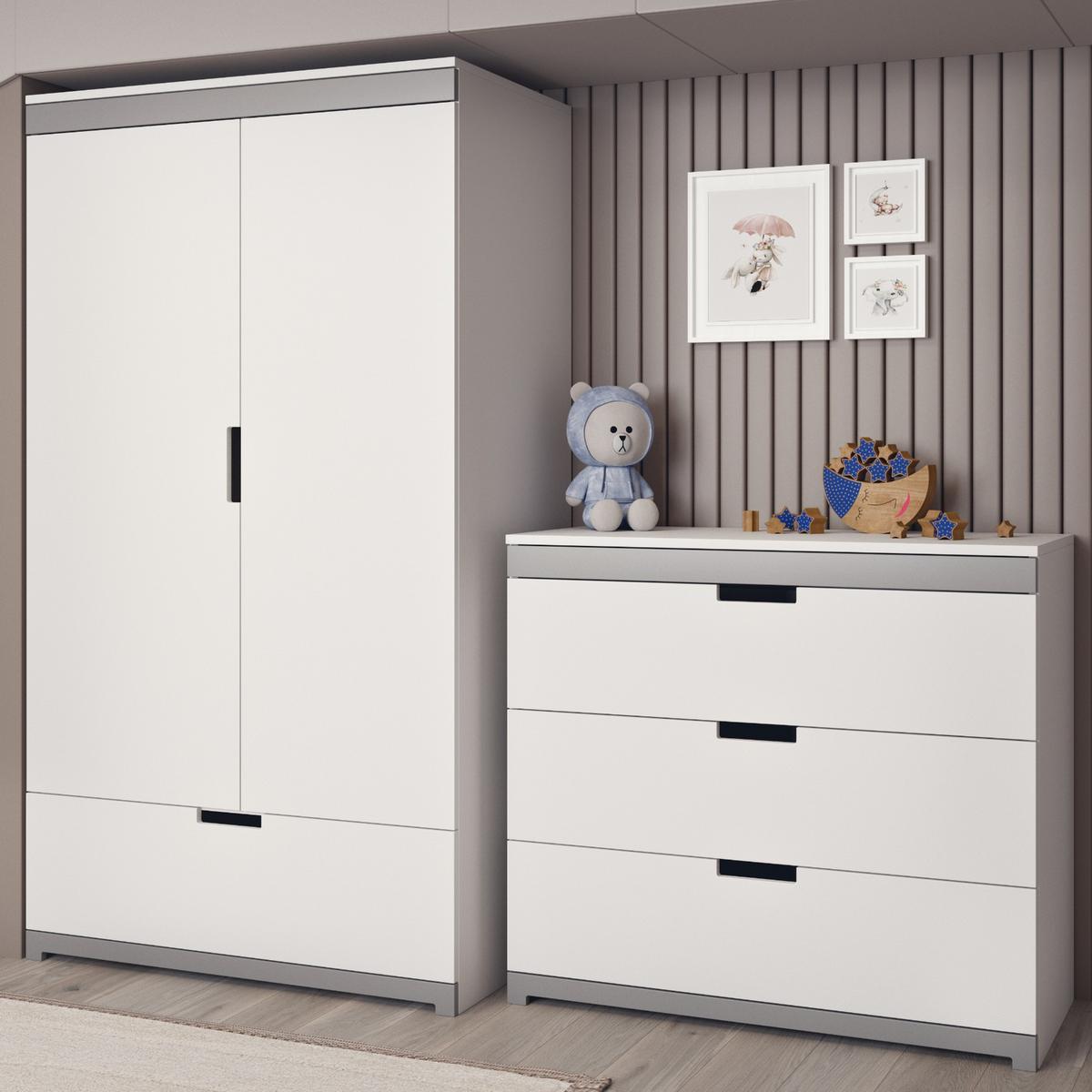 KINDERKLEIDERSCHRANK Kubi - Weiß, Holzwerkstoff (57/182/100cm) - RAUMHIRSCH FURNITURE