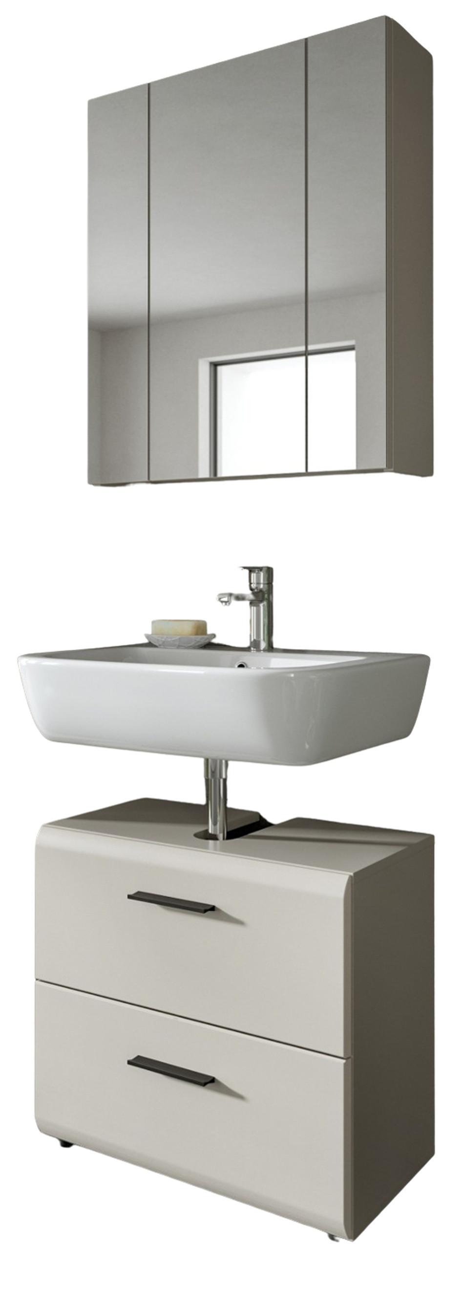 BADMÖBEL-SET Kaschmir 2-teilig 60 cm, Badkombination in modernem Design - Kaschmir/Schwarz, Glas/Holzwerkstoff (60/185/30cm) - Inn.Furn