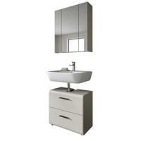 BADMÖBEL-SET Kaschmir 2-teilig 60 cm, Badkombination in modernem Design - Kaschmir/Schwarz, Glas/Holzwerkstoff (60/185/30cm) - Inn.Furn