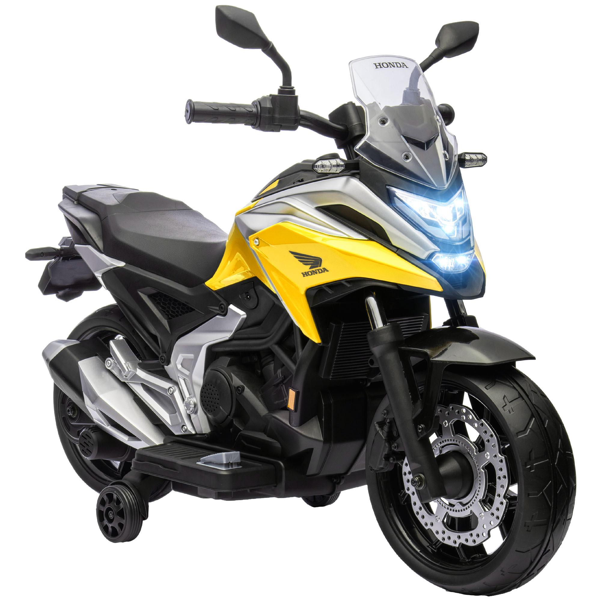 KINDER-ELEKTROMOTORRAD 12V Kindermotorrad mit MP3, USB, LED-Scheinwerfer in Gelb - Gelb, Metall (107/46/75cm) - AIYAPLAY
