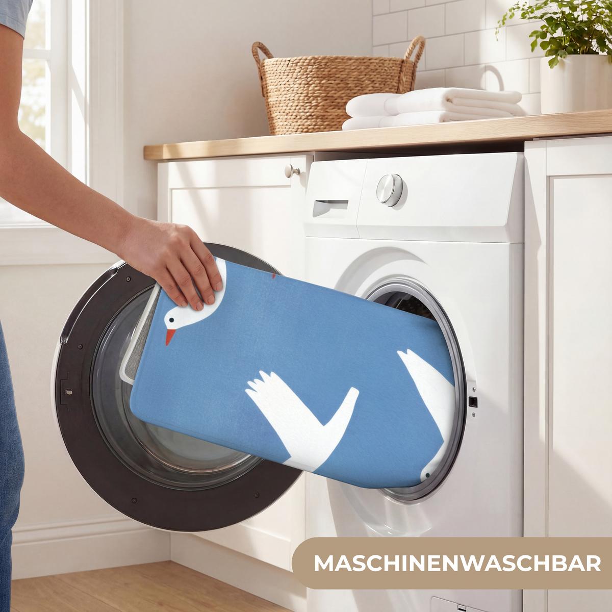 BADEMATTE Vögel - Weiß - Muster 60x120 cm - Blau, Textil (60/120cm) - OnlyWow