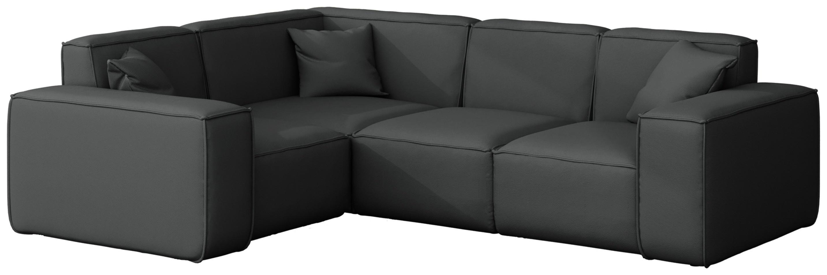 GARTENECKSOFA Lorento Outdoor in L-Form, Universell, Dunkelgrau Kunstleder 251/73/186 cm - Dunkelgrau, Textil (251/73/186cm) - WFL GROUP