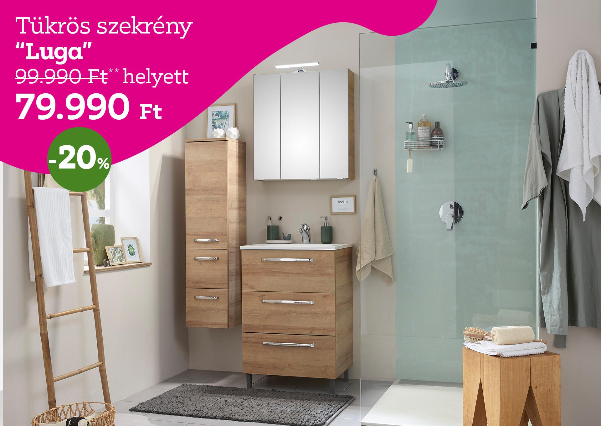 Tükrös szekrény Luga 99990 Forint helyett 79990 Forint, kedvezmény mértéke 20%