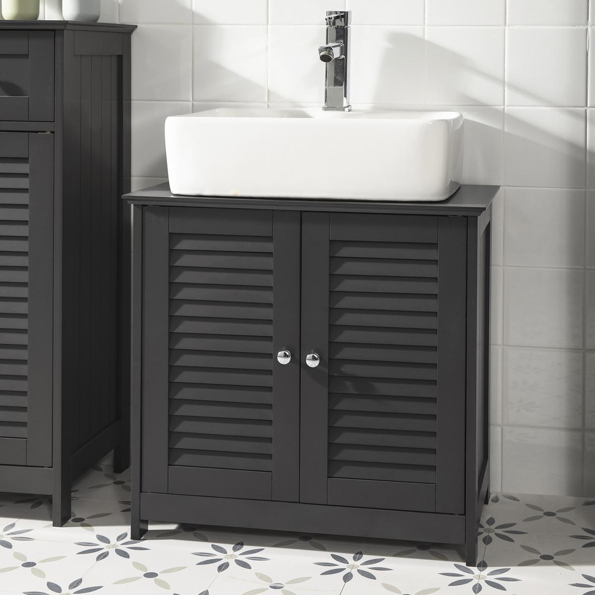 WASCHBECKENUNTERSCHRANK Grau - Grau, Holzwerkstoff (60/58/35cm) - SoBuy