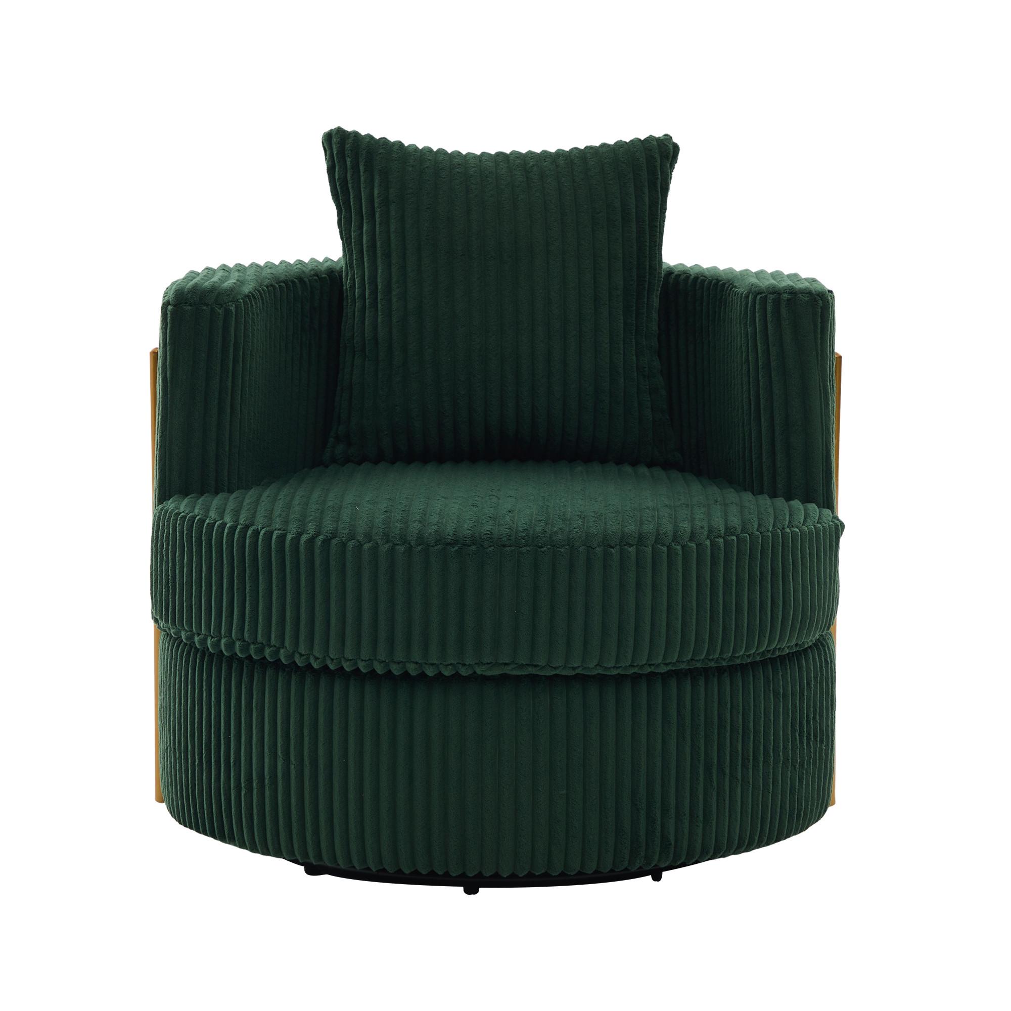 DREHSESSEL Dunkelgrün Cord mit Stauraum & 360° Drehfunktion - Smaragdgrün, Textil (76/65/79cm) - Urban Meuble