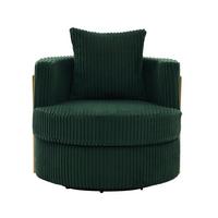 DREHSESSEL Dunkelgrün Cord mit Stauraum & 360° Drehfunktion - Smaragdgrün, Textil (76/65/79cm) - Urban Meuble