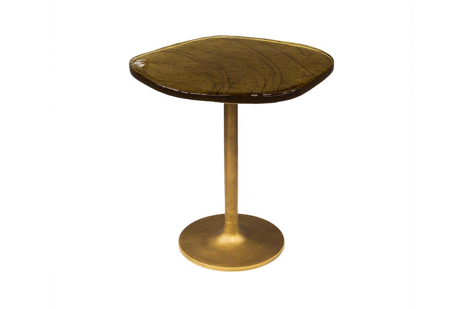 BEISTELLTISCH DARI Gold Glas - Goldfarben, Glas/Metall (42/53/50cm) - KAWOLA