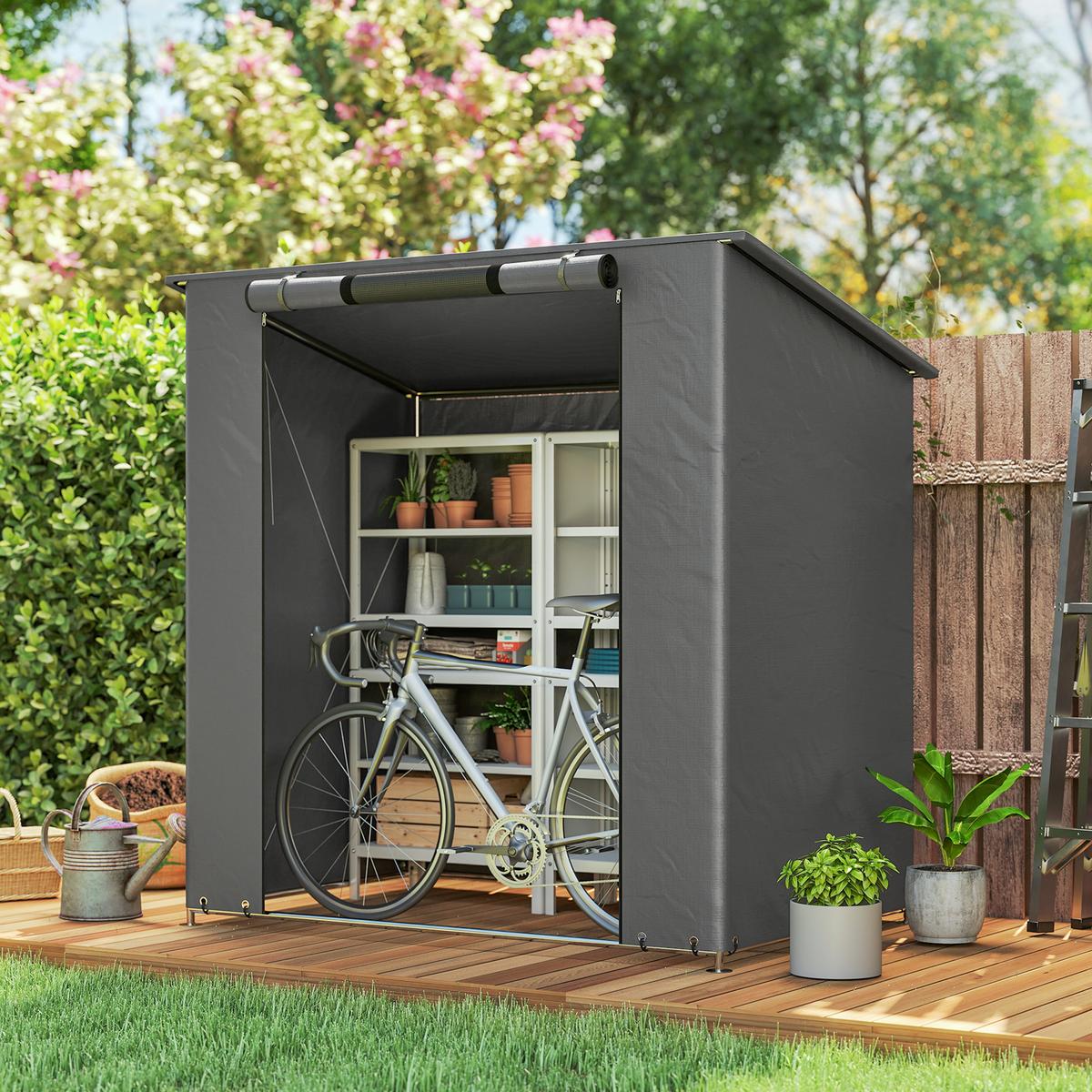 ZELTGARAGE Verzinkter Stahl PE Dunkelgrau - Dunkelgrau, Metall (120/204/187cm) - Outsunny