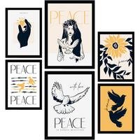 POSTER Set Mit 6 In Schwarzer Tinte Frieden Und Liebe A3 & A4 Rahmenlos - Klar, Papier (29/3cm) - Nacnic