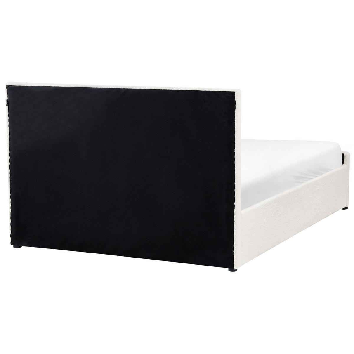 BETT mit Stauraum 140/200 cm Bouclé Cremeweiß Rochefort - Creme, Textil (140/200cm) - Beliani
