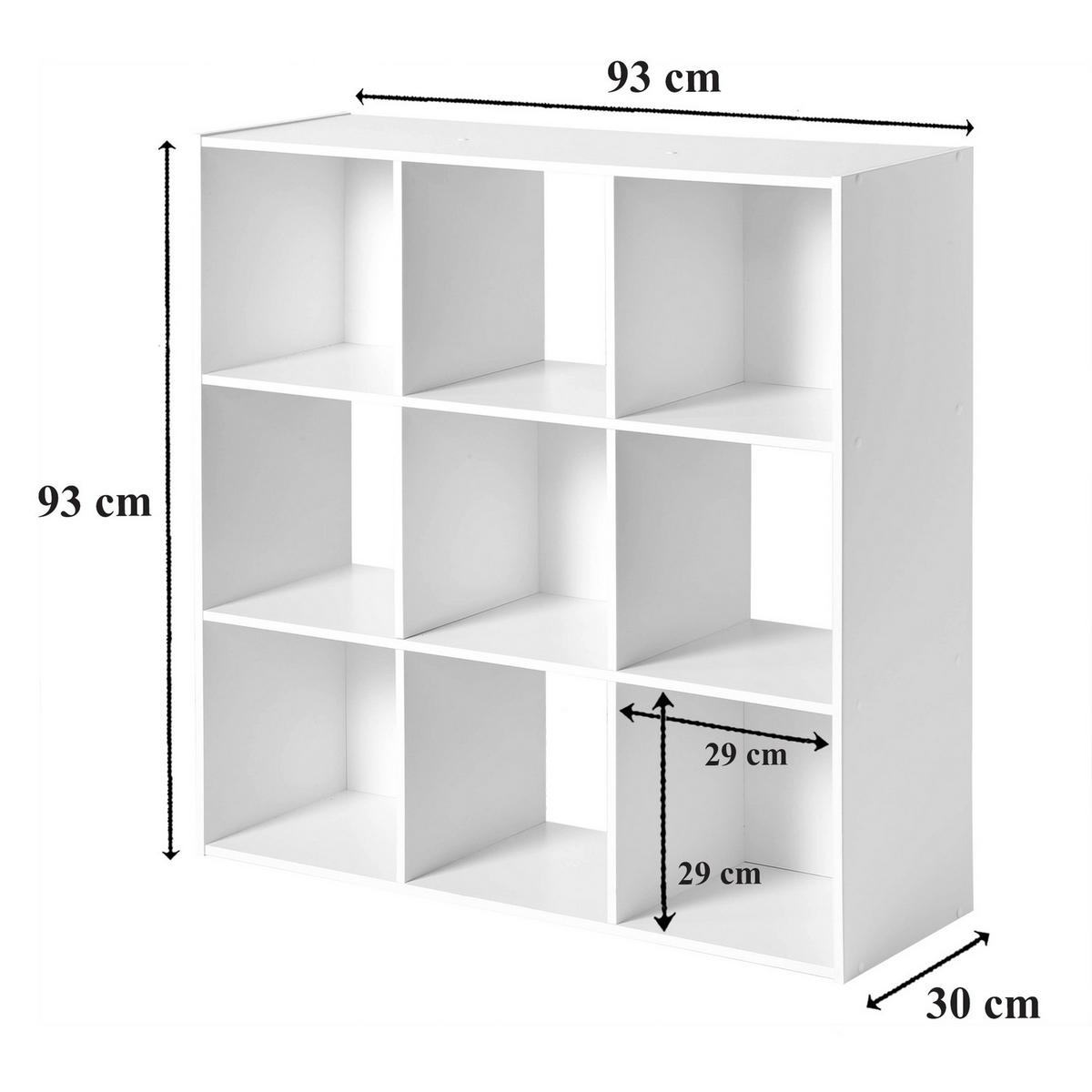 REGAL mit 9 Fächern - Weiß, Holzwerkstoff (29.5/92.5/32cm) - Calicosy