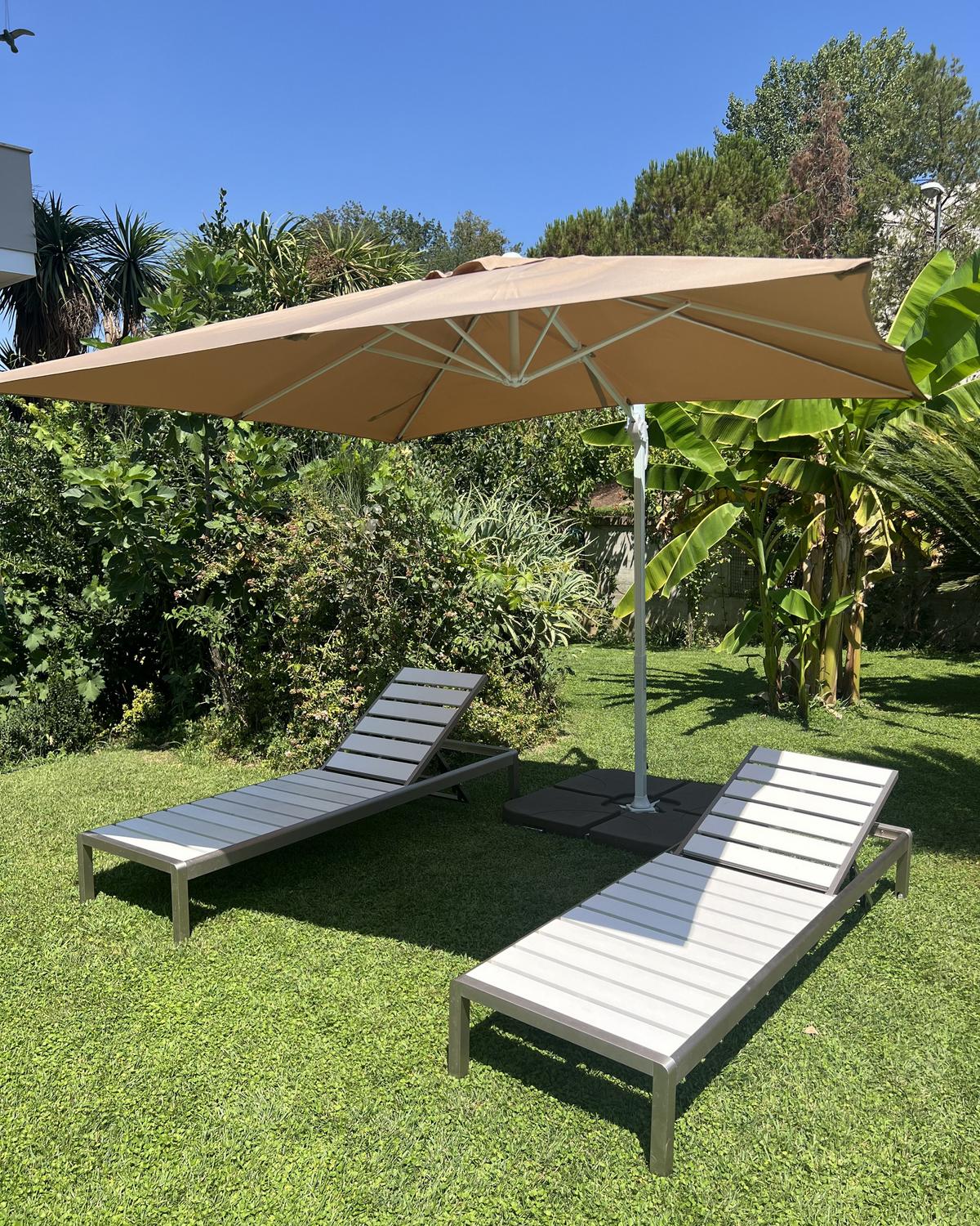 AMPELSCHIRM sandbeige/weiß 250/250/235 cm Monza - Beige/Weiß, Textil (250/250cm) - Beliani