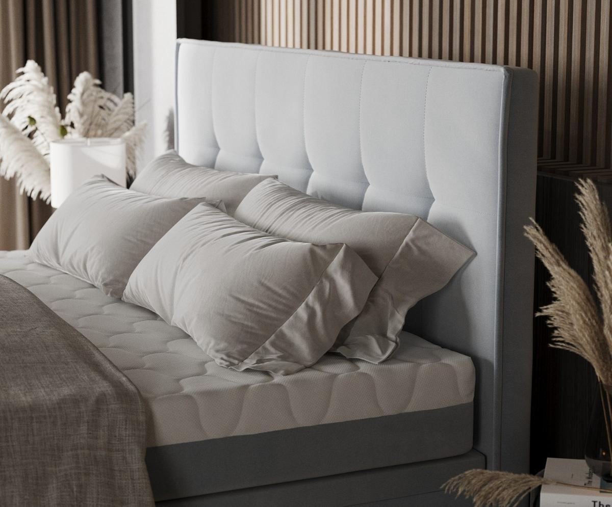 BOXBETT Arivo 180/200 cm Hellgrau im Paros Stoff - Hellgrau/Schwarz, Holz/Holzwerkstoff (180/200cm) - AltaBeds