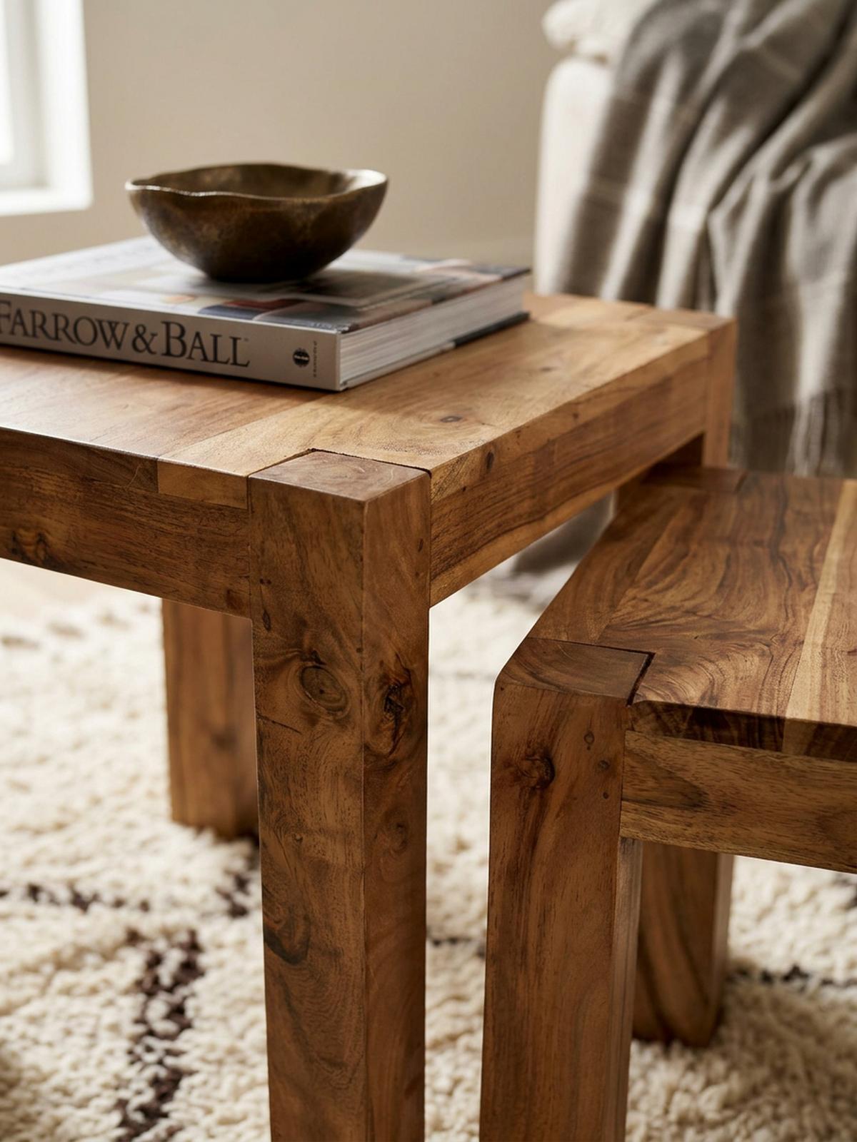 BEISTELLTISCH 3er Set Massivholz Platzsparend Landhausstil NAKO, Braun 50x36x45 cm - Braun, Holz (36/50/45cm) - KADIMA DESIGN