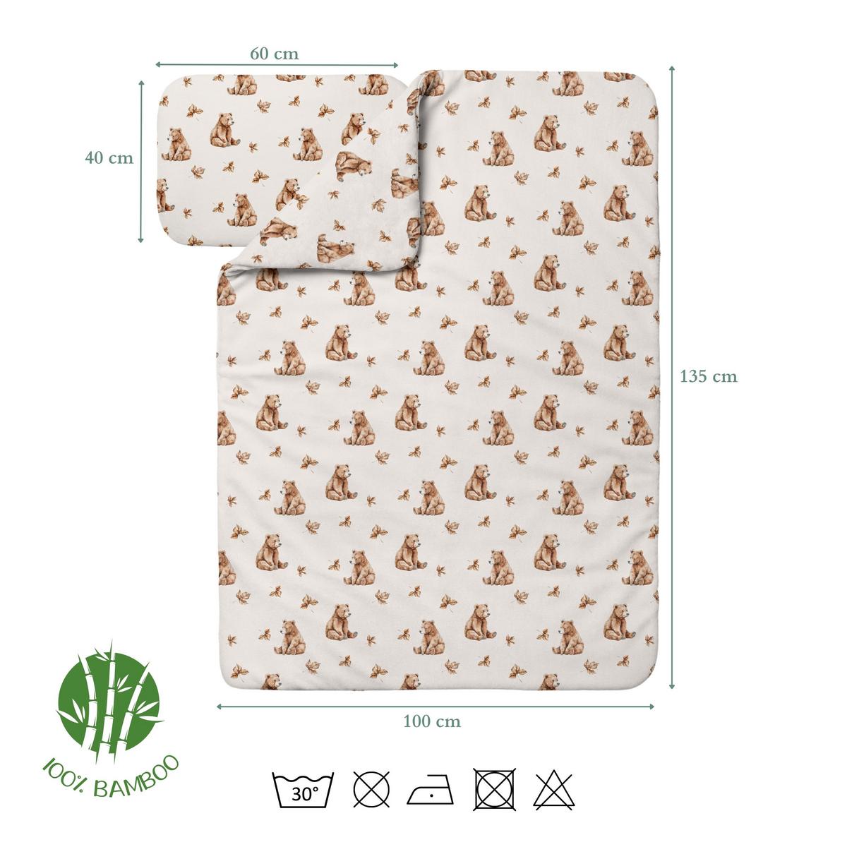BABY Bambus-Bettwäsche Bärchen - Beige, Textil (100/135cm) - waldin