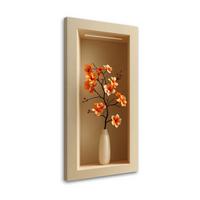 LEINWANDBILD Pflanzenblumen in einer Vase in einer Vertiefung 40x80cm - Beige, Textil (40/80cm) - Feeby