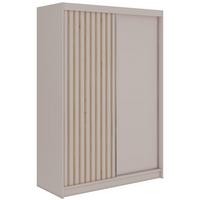 SCHWEBETÜRENSCHRANK mit Lamellen LUMOS - 150 - Kaschmir und Eiche Artisan - Kaschmir/Alufarben, Holzwerkstoff/Metall (150/216/61cm) - MKS