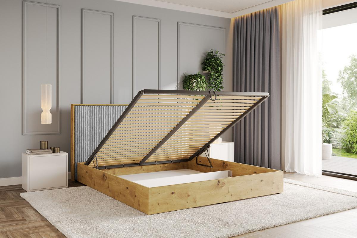 POLSTERBETT mit Bettkasten und Lattenrost, Boxbett mit Kopftei und Stauraum ohne Matratze - ENZO10 200x200 Grau - Grau, Holzwerkstoff/Textil (200/200cm) - ALTDECOR
